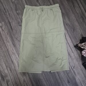 ARDENE Olive Green Drawstring Midi Skirt - Size M